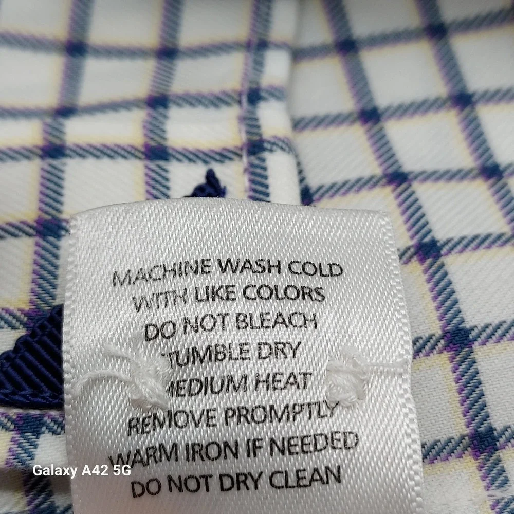 UNTUCKit Fenton-WF‎ Slim Fit Wrinkle Free Cotton Shirt Mens XL White Navy Check